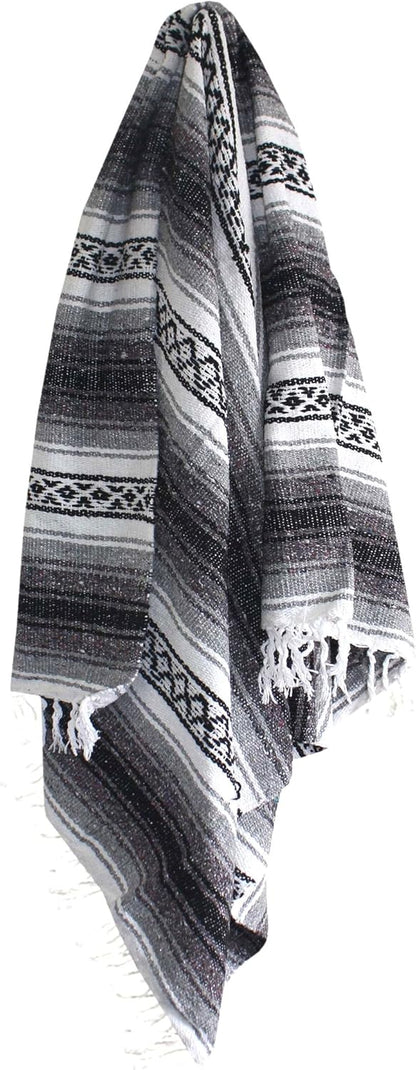 Del Mex Classic Mexican Blanket, Large Authentic Woven Falsa Throw (70"x50"), Artisan Southwest Décor for Beach, Yoga, Outdoors (Lavender)