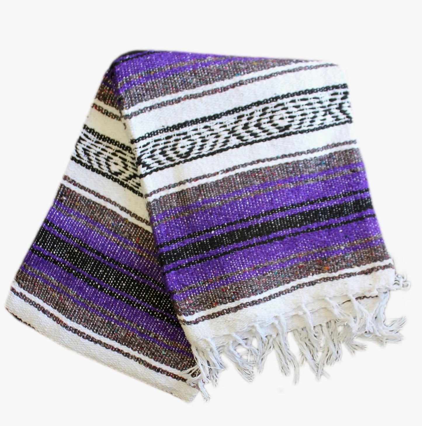 Del Mex Classic Mexican Blanket, Large Authentic Woven Falsa Throw (70"x50"), Artisan Southwest Décor for Beach, Yoga, Outdoors (Lavender)