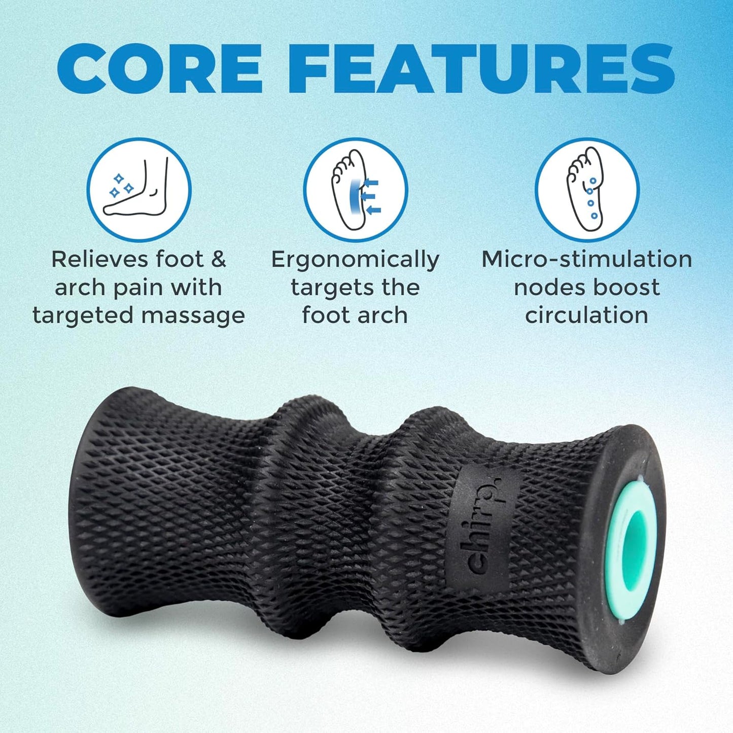 Chirp Wheel Foam Roller – Targeted Back & Neck Relief, Lumbar Spine Stretcher, Spinal Decompression Back Stretcher, Massage Roller with Density Foam for Physical Therapy, Supports 500lbs, 4-Pack Black