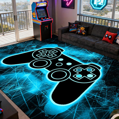 Video Game Rug - Gaming Themed Rug Gamepad Controller Area Rugs for Bedroom Gaming Carpet for Boys Game Carpet for Playrooms Bedroom Doormat Yoga Mats