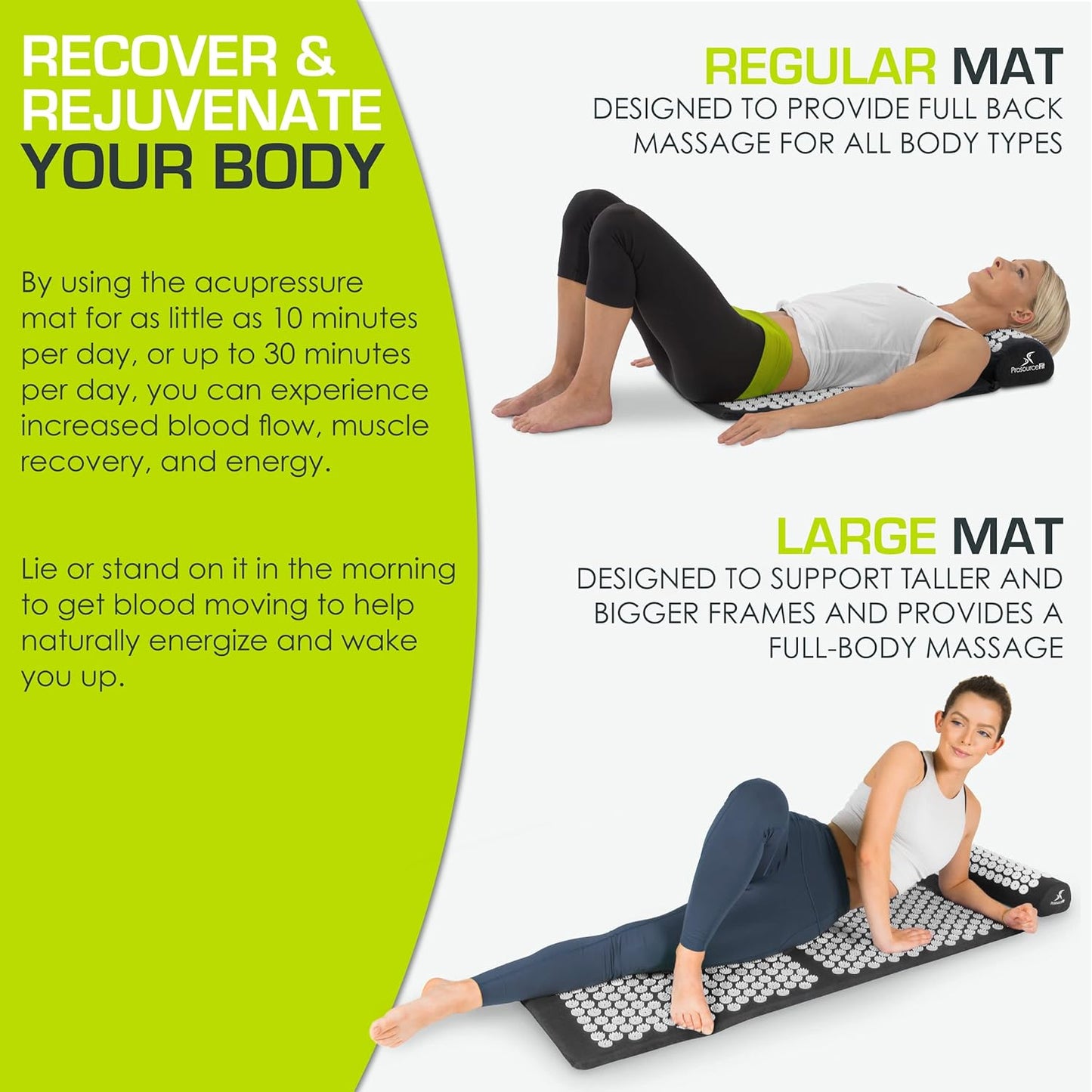 ProsourceFit Acupressure Mat and Pillow Set for Back/Neck Pain Relief and Muscle Relaxation