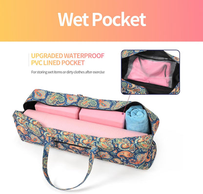 Boulder Bee | Yoga Mat Bag | Large Yoga Mat Carrier with Wet Pocket | Yoga Gifts | Gym Tote Bag for Women
