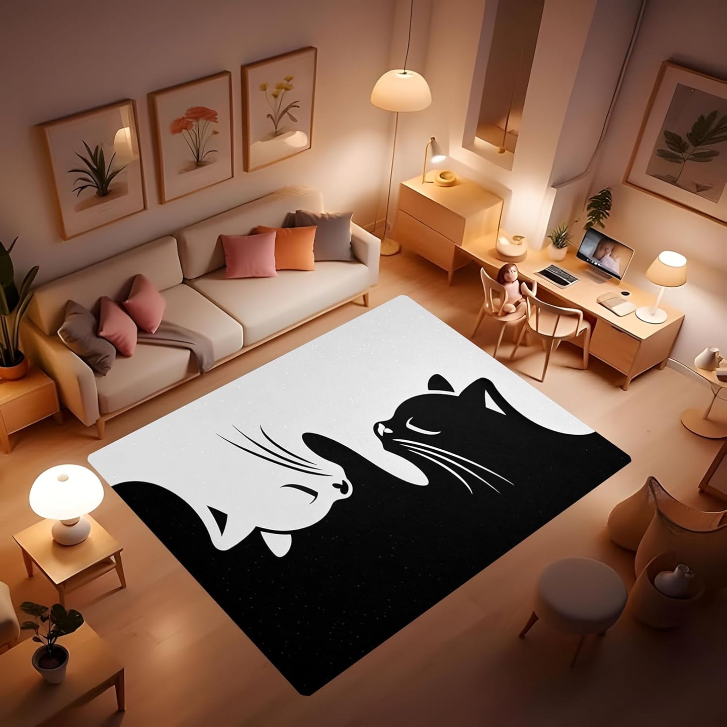 Butterfly Carpet Area Rug - Lovely Butterflies Printed Carpets for Kids Butterfly Theme Living Room Indoor Bedroom Decor Soft Polyester Yoga Mat 2'x3'