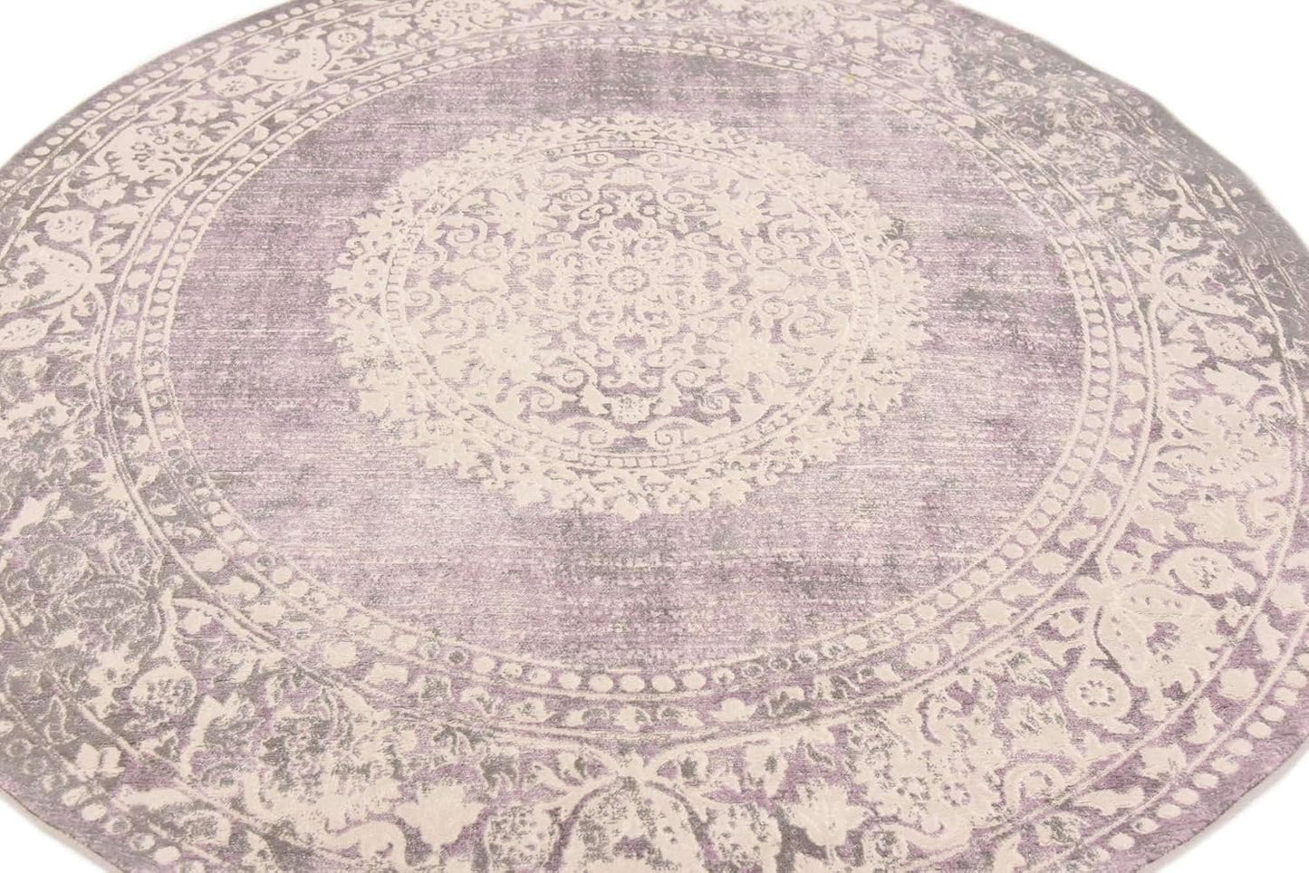 Unique Loom New Classical Collection Area Rug - Olwen (4'Round, Purple/ Gray)