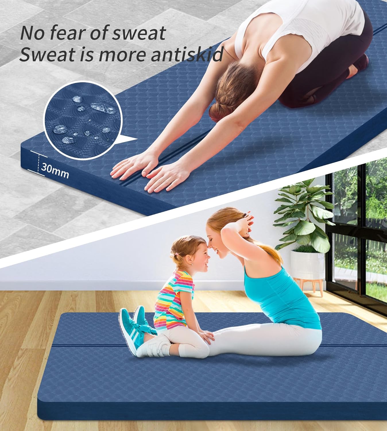 nuveti Large Exercise Mat - 15mm/20mm/30mm Thick Yoga Mat | Workout Mat for Fitness, Yoga, Pilates, Stretching & Floor Exercises for Women & Men with Free Carrying Bag