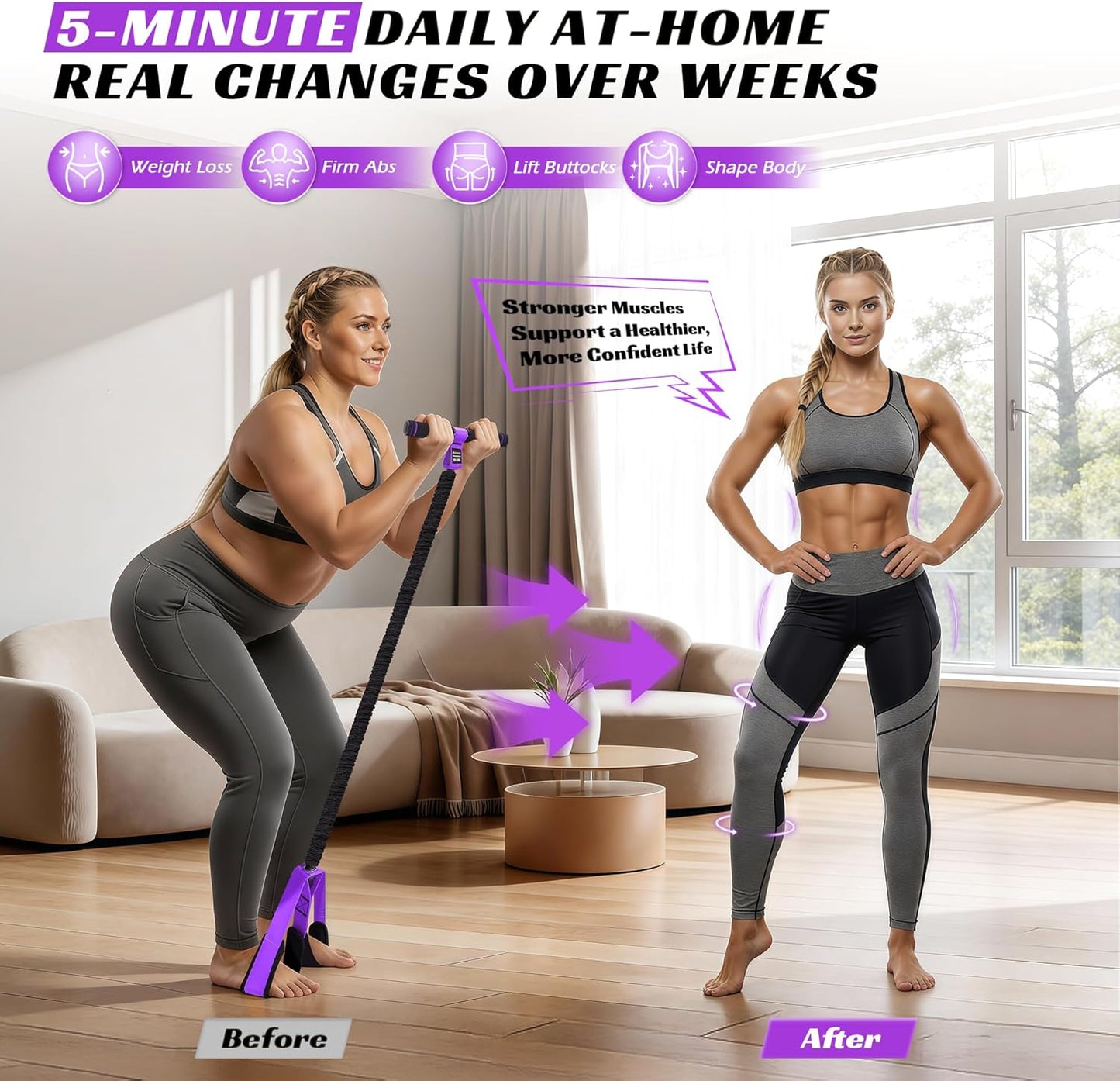 KUTIZE Multifunction Pedal Resistance Band with Handle, Upgraded Exercise Equipment with Soft Foot Pedal for Sit Up & Full-Body Home Gym Workouts, Core/ABS Training, Pilates, Yoga & Physical Therapy