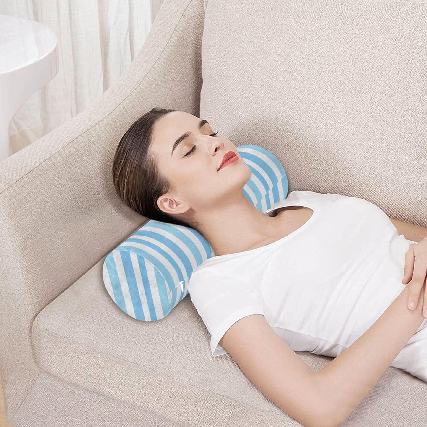 Yoga Bolster Pillow Round Neck Roll Pillow Bed Round Pillow for Baby Cylinder Decorative Pillow Bolster Pillow Covers with Zipper Gold Stripe