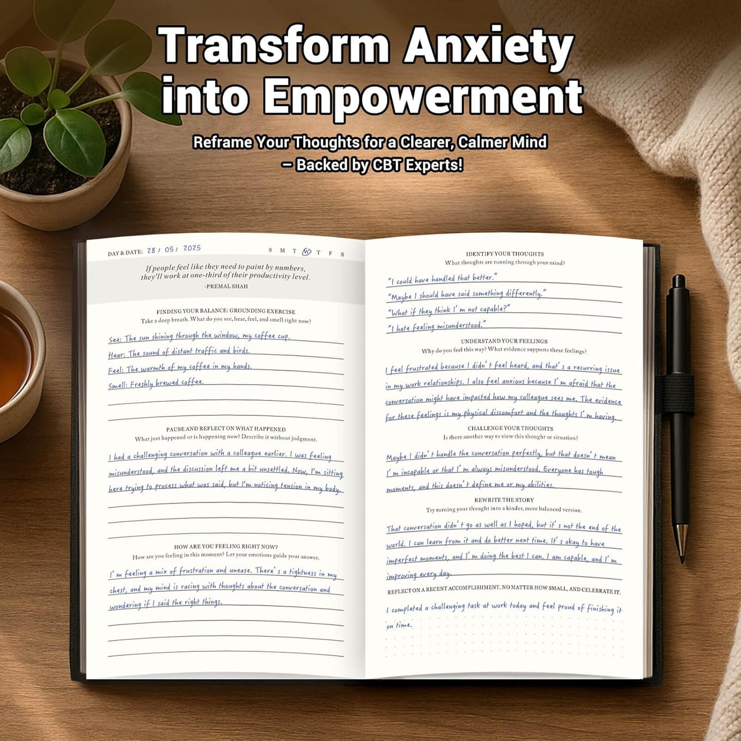Guided Anxiety Journal for Women & Men – Cognitive Behavioral Therapy (CBT) Journal with Mindfulness Prompts, Anti-Anxiety Techniques, Overthinking & Brain Dump Journals – A Thoughtful Gift for Mental Health & Wellness