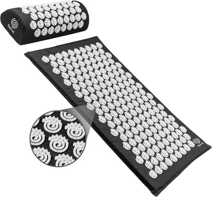 Spirol Acupressure Mat and Pillow Set for Back, Neck and Shoulder Pain Relief, with Flexible Acupressure Spikes, Includes Carry Bag (Amethyst)