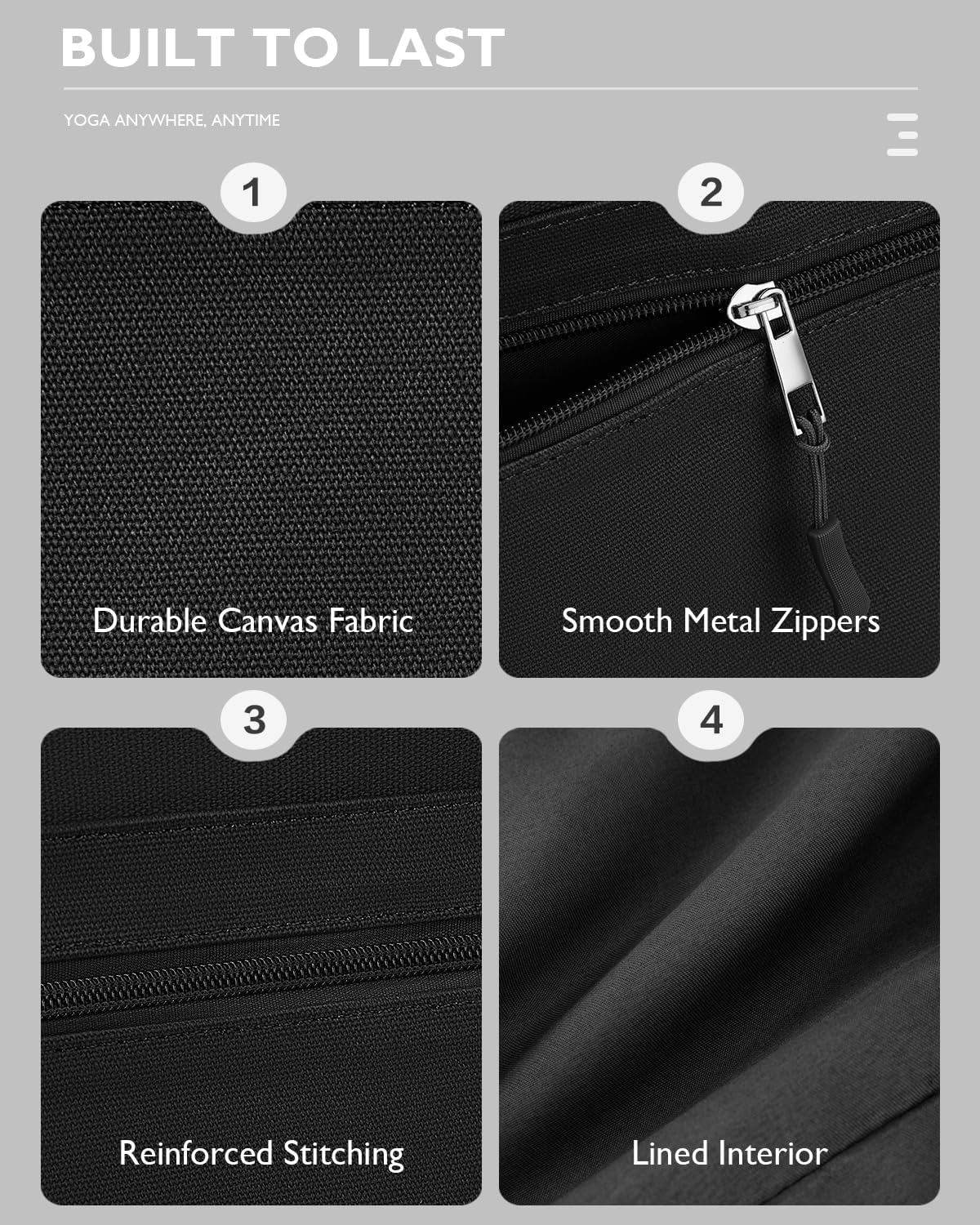 Gonex Yoga Mat Bag, Extra Canvas Gym Bag with Waterproof Pocket Metal Zipper, Fits Mat & Blocks, Stylish Yoga Mat Carrier for Women, Ideal for Yoga, Pilates, Workout, Travel