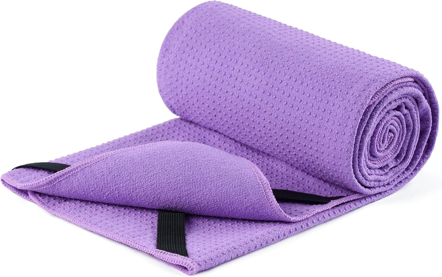 MICROFI Microfiber Hot Yoga Towel Mat, 24 x 72 inches, with Non-Slip Silicone Grip, Secure Fit Elastic Straps (Gray)