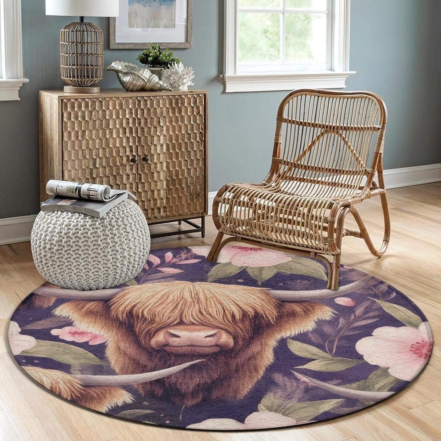 Room Sofa Yoga Soft Round Carpet, Home Decor Non Slip Kitchen Office Circle Rug, Machine Washable Modern Round Area Rug Beach Turtles, 60inch
