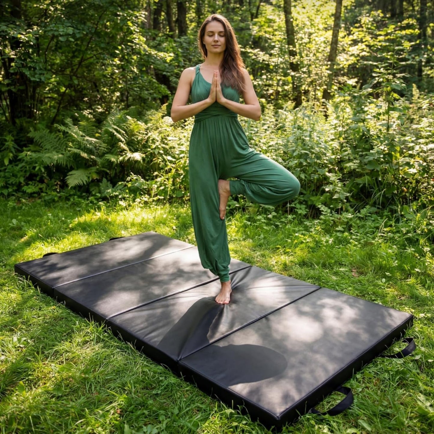Gymnastics Mat, 6x2/3Ft 2-Inch Thick 4-Fold Exercise Floor Mat for Home Gym, Portable Yoga Mat for Pilates, Aerobics, Martial Arts & Training