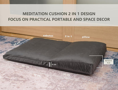Meditation Cushion,Velvet Meditation Pillow and Zabuton 2-in-1 Portable Design(50 * 70CM). (Dark Gray, Service H：9cm)
