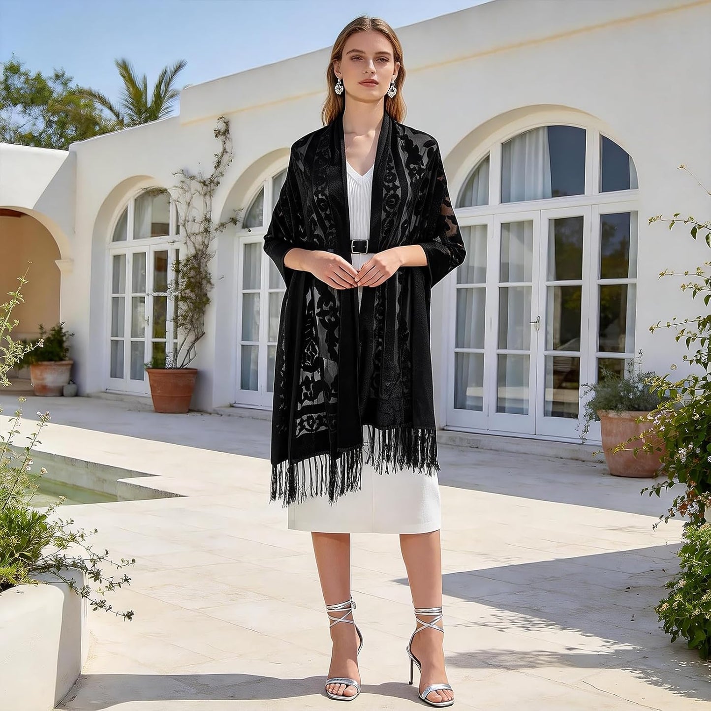 E-Clover Lace Shawl Velvet Scarfs Shawls and Wraps for Evening Dresses Wedding Shawl Wraps for Dress Accessories Winter
