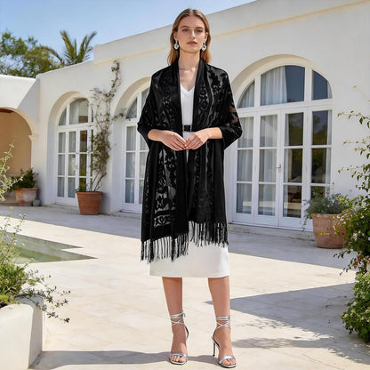 E-Clover Lace Shawl Velvet Scarfs Shawls and Wraps for Evening Dresses Wedding Shawl Wraps for Dress Accessories Winter