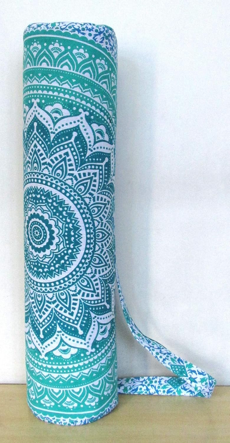 INDIAN CRAFT CASTLE ICC Yoga Mat Bag Carrier Full-Zip Exercise Yoga Mat Carry Bag for Women Men with Multi-Functional Storage Pockets and Adjustable Shoulder Strap 26X6 Inches