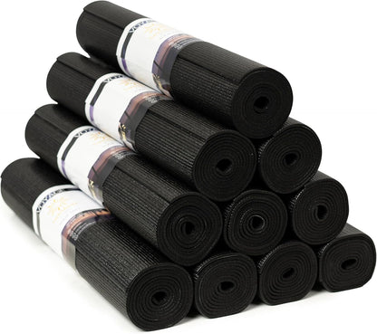 Voyage Yoga Mat, 10 Pack, 72" x 24" Professional Studio and Gym Bulk Yoga Mats, 5mm Thick, Durable, Anti-Tear, Non Slip Fitness and Exercise Mats