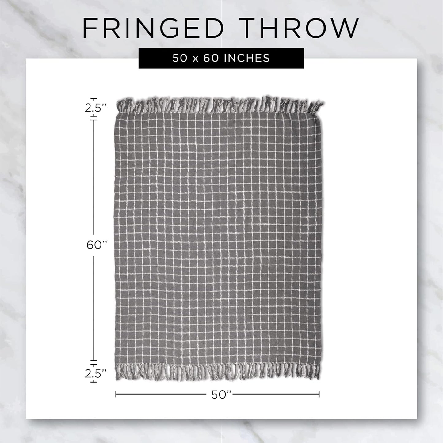 DII Global Diamond Stripe Woven Throw, 50x60-Inch, Mineral