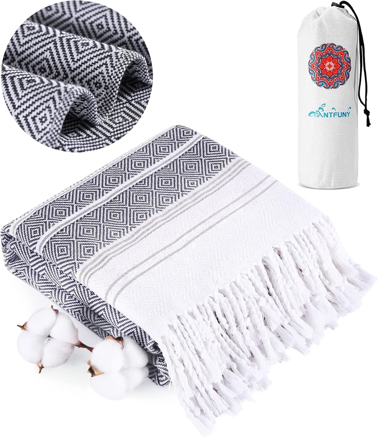 Antfuny Turkish Beach Towels Vacation Essentials Quick Dry Sand Free Oversized Bath Pool Swim Towel Extra Large XL Blanket Adult Travel Cruise Accessories Must Haves Clearance Stuff Necessities - Colors C