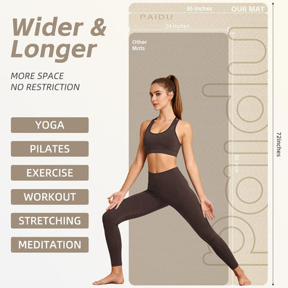 PAIDU Large Yoga Mat, 72" x 36" x 2/5"（10MM） Thick Non-Slip Exercise Mat, SGS-Certified POE Material, Ideal for Home Gym, Yoga, Pilates, Fitness Workouts & Floor Mat