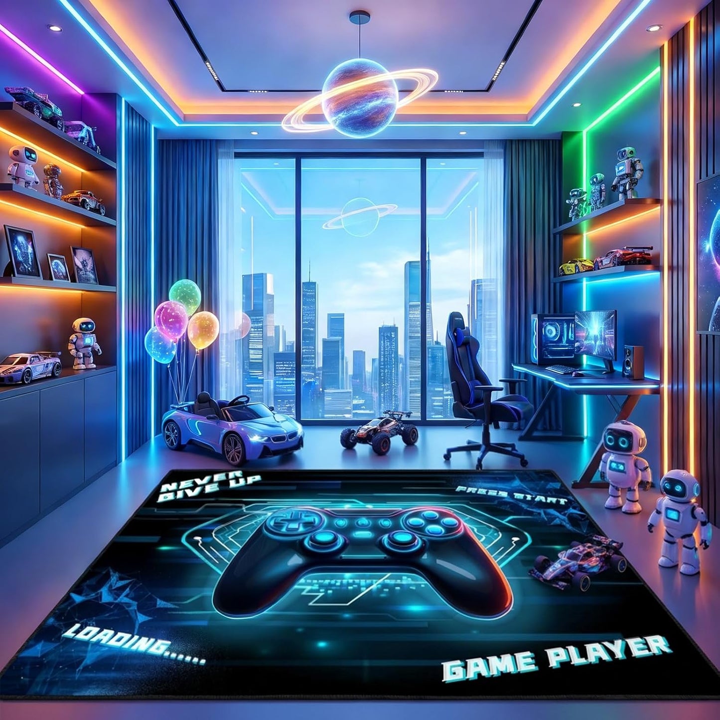 Game Controller Rugs for Bedroom Boys Living Room Gamer Gamepad Red Carpets Floor Mat Player Indoor Mats Gaming Art Design Home Decor Crystal Doormat Yoga Mats 3'x5'