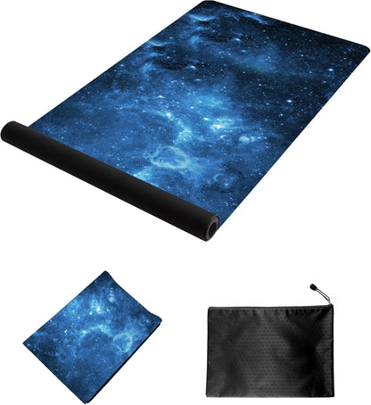 nuveti Printed Travel Yoga Mat-1/16 Inch Thick Non Slip Fitness Workout Mat with Carrying Bag, Foldable Lightweight Suede & Natural Rubber Yoga Mat for Yoga Pilates and Fitness 72" L x 24" W x 1.5mm