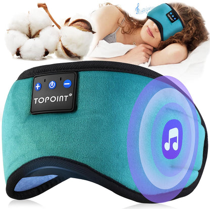 TOPOINT Sleep Mask with Headphones Bluetooth 5.4 Wireless, Sleep Headphones Earphones Earbuds with Microphone HD Speakers Music, Blackout Eye Mask for Sleeping Travel Meditation Men Women Cool Gadgets