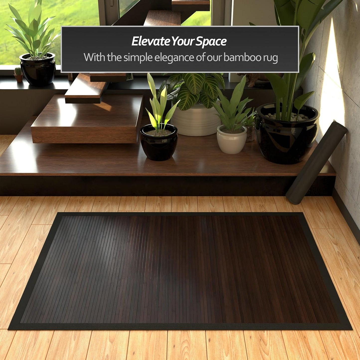 Red Lantern Bamboo Rug - Little Leaf - 4' x 6'