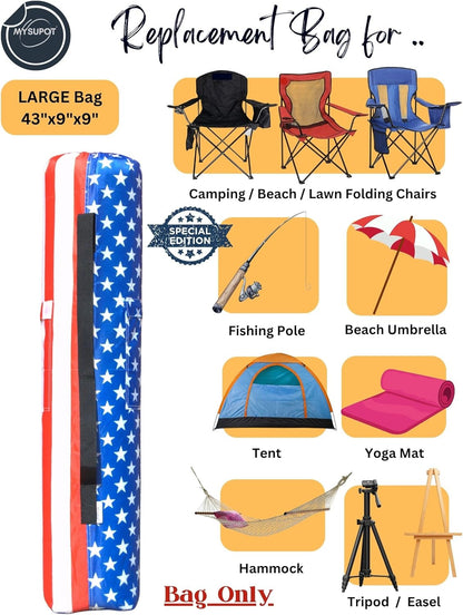 Replacement Bag for Folding Camping Chair, Portable Camp Chair, Hammock, Yoga Mat, Umbrella, Tents, Tripods, Fishing Poles - 420D Oxford Polyester Fabric