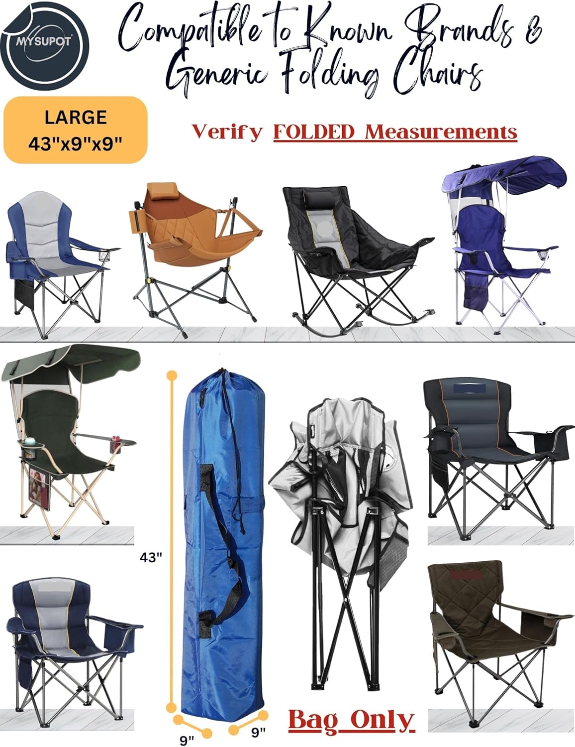 Replacement Bag for Folding Camping Chair, Portable Camp Chair, Hammock, Yoga Mat, Umbrella, Tents, Tripods, Fishing Poles - 420D Oxford Polyester Fabric