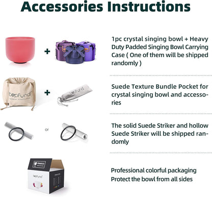 TOPFUND Pink Purple F Note Crystal Singing Bowl Heart Chakra 8 inch with Suede Mallet