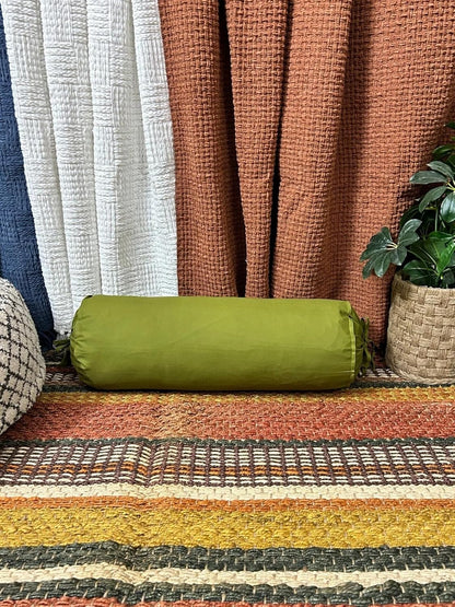 Ivory Cotton Bolster Cover – 16x6 in | Set of 2 | Soft, Washable Pillowcase for Round Yoga & Neck Roll Pillows