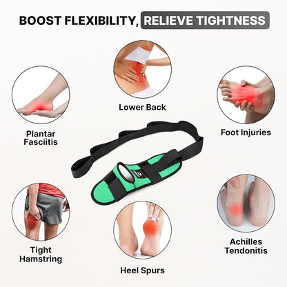 DMoose Fitness Foot & Calf Stretcher with Adjustable Padded Stretching Strap for Plantar Fasciitis, Hamstring, Heel Spurs and Achilles Tendonitis Relief - Yoga Leg Stretch Strap for Flexibility