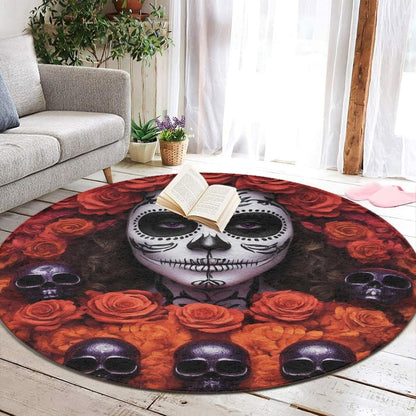 Machine Washable Modern Round Area Rug, Room Sofa Yoga Soft Round Carpet, Home Decor Non Slip Kitchen Office Circle Rug Trippy Rainbow Mushroom Tie Dye Art, 60inch