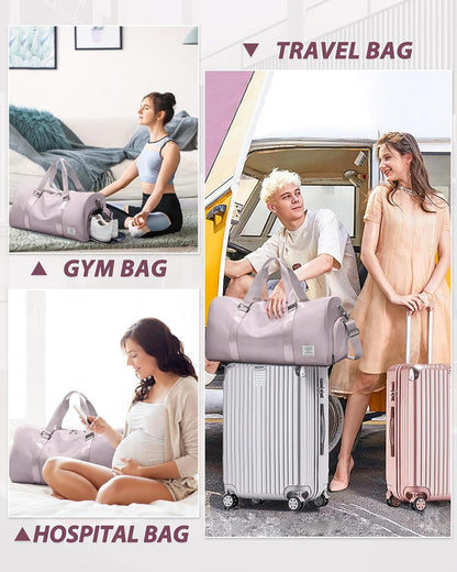 Gym Bag Womens Mens with Shoes Compartment and Wet Pocket Travel Duffel Bag for Women for Plane Sport Gym Tote Bags Swimming Yoga Waterproof Weekend Overnight Carry on Bag Hospital Holdalls - Colors C