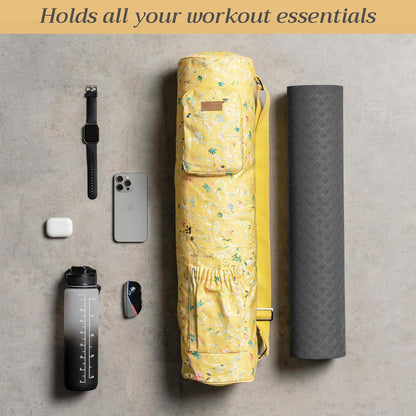 Maison d' Hermine Yoga Mat bag, Cylindrical bag for Woman&Men, yoga mat Bag &Adjustable shoulder straps Yoga Mat Carrier Bag with Drawstring Water Bottle Pocket and zipper pocket Easter Gifts