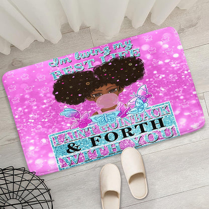 Black Girl Area Rug for Bedroom African Black Girls Floor Rugs for Living Room Playroom Cartoon Art Home Decor Soft Yoga Mats for Women Afro Purple 47" x 31" (2.7 x 3 Feet)