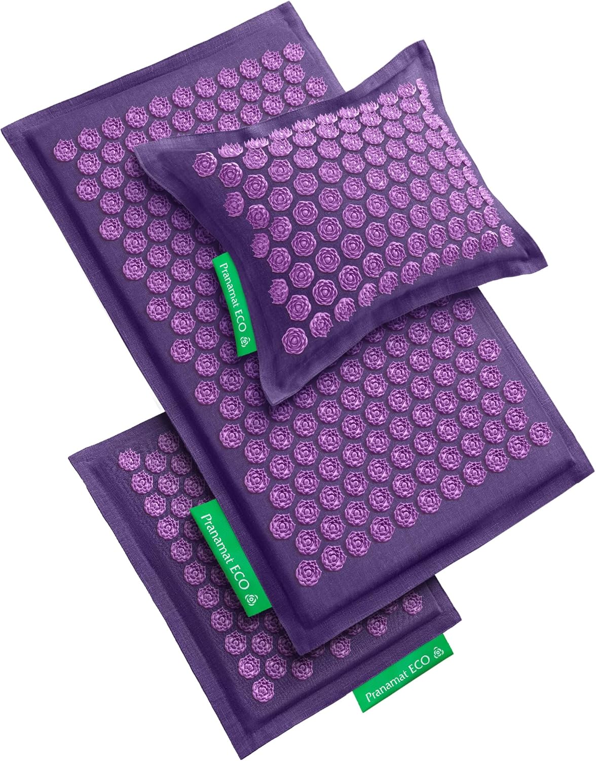 Acupressure Large & Small Mat with Pillow Set, Premium Acupressure Therapy for Pain Relief and Relaxation, Handcrafted in Europe with Sustainable and Natural Materials (Lavander)
