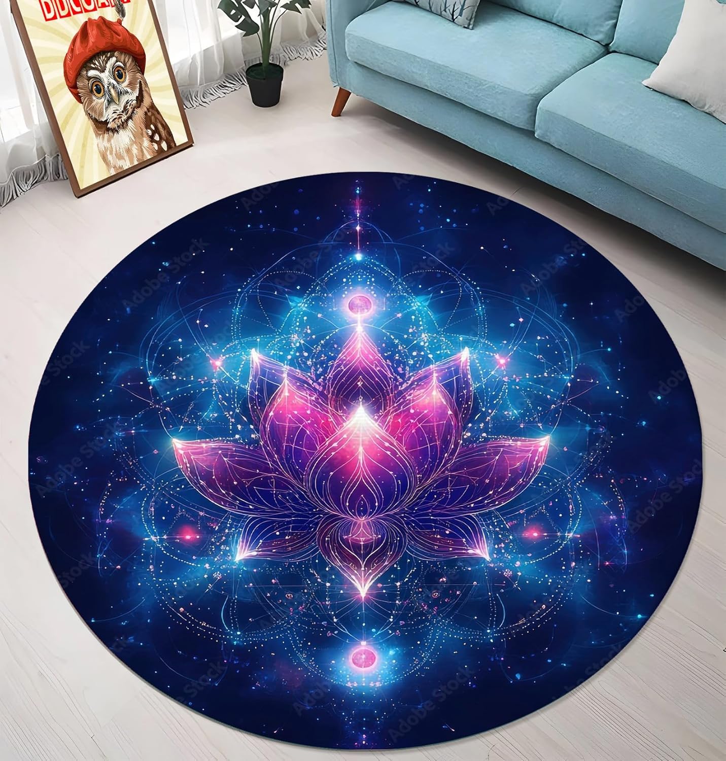 Chakra Round Area Rug, Non-Slip Meditation & Yoga Carpet for Living Room, Meditation Round Area Rugs, Modern Circular Bedroom Rug 57