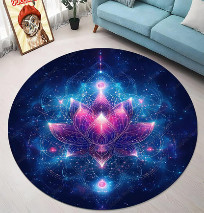 Chakra Round Area Rug, Non-Slip Meditation & Yoga Carpet for Living Room, Meditation Round Area Rugs, Modern Circular Bedroom Rug 57