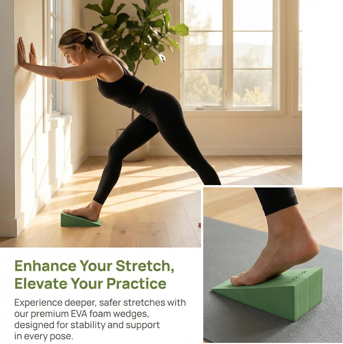 2 Pieces Yoga Foam Wedge, EVA Wedge Block, Heel Stretcher Back Support, Slant Board Calf Stretcher