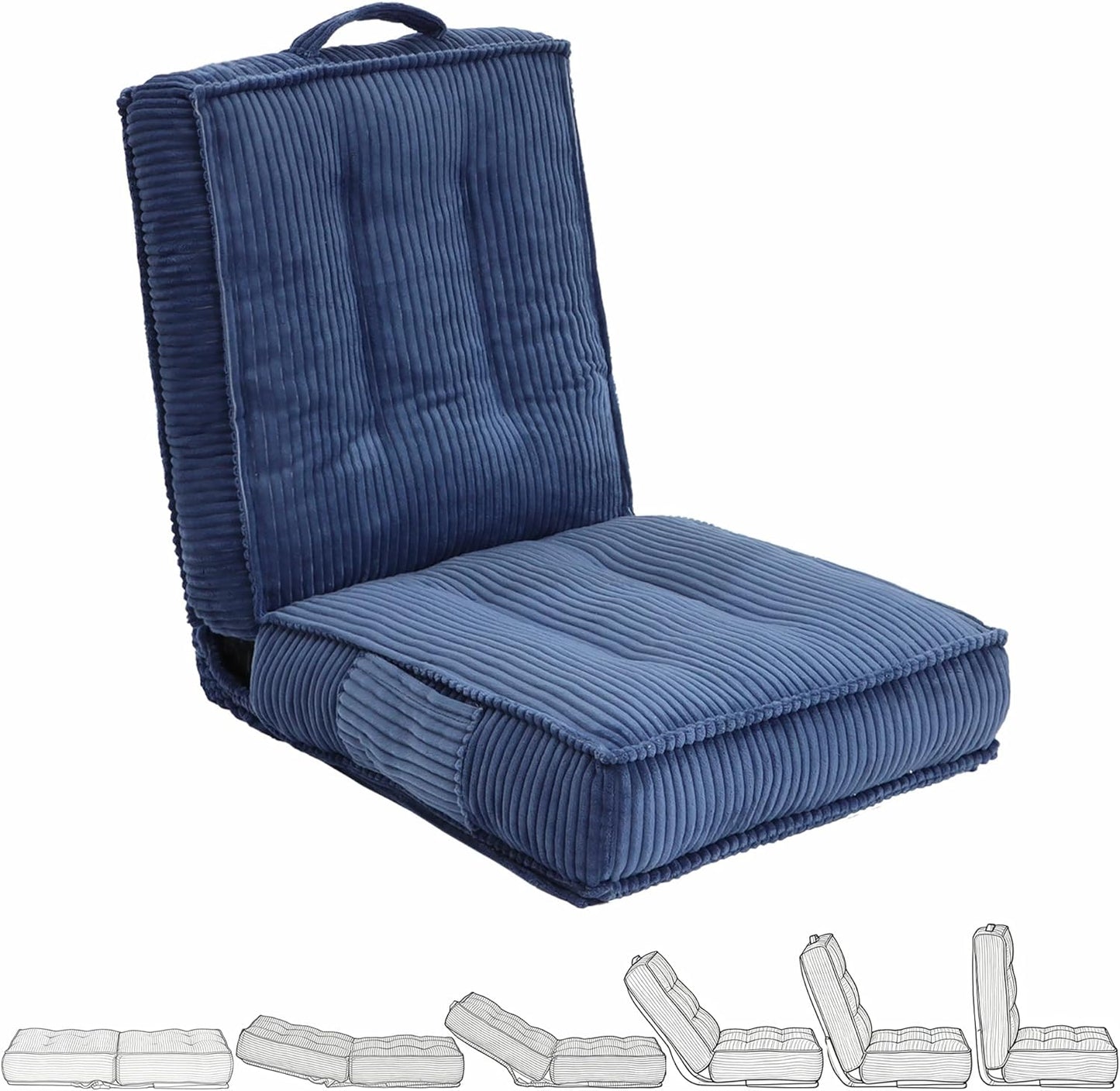 Adjustable Floor Chair with Back Support, 6-Position, Folding Japanese Meditation Tatami Chair, Comfy Gaming Chairs for Adults, Accent Sofa Reading Chairs, Living Room, Bedroom, Coffee