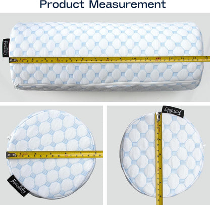 Neck Roll Pillow, Memory Foam Neck Support Pillows, Round Neck Pillows, Cylinder Bolster Pillows for Bed, Couch, and Yoga, Removable Washable Cover,18 * 4.1 * 4.1inch (Cool-Blue)