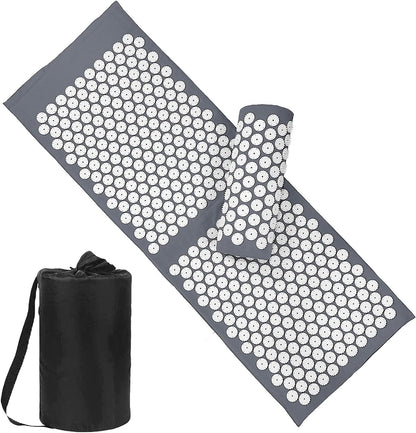 XiaoMaGe Acupressure Mat and Pillow Set with Bag - Large Size 28.7 X 16.5 inch Acupuncture Mat for Neck & Back Pain, Muscle Relaxation Stress Relief, Sciatica Pain Relief Pillow (Black)