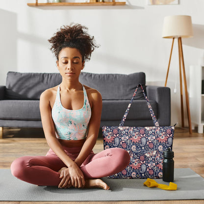 Yoga Bag for Women, Large Canvas Yoga Mat Tote Bag with Yoga Mat Carrier - Large Mat Pocket Fitness Tote for Pilates, Gym, Travel, Office & Beach