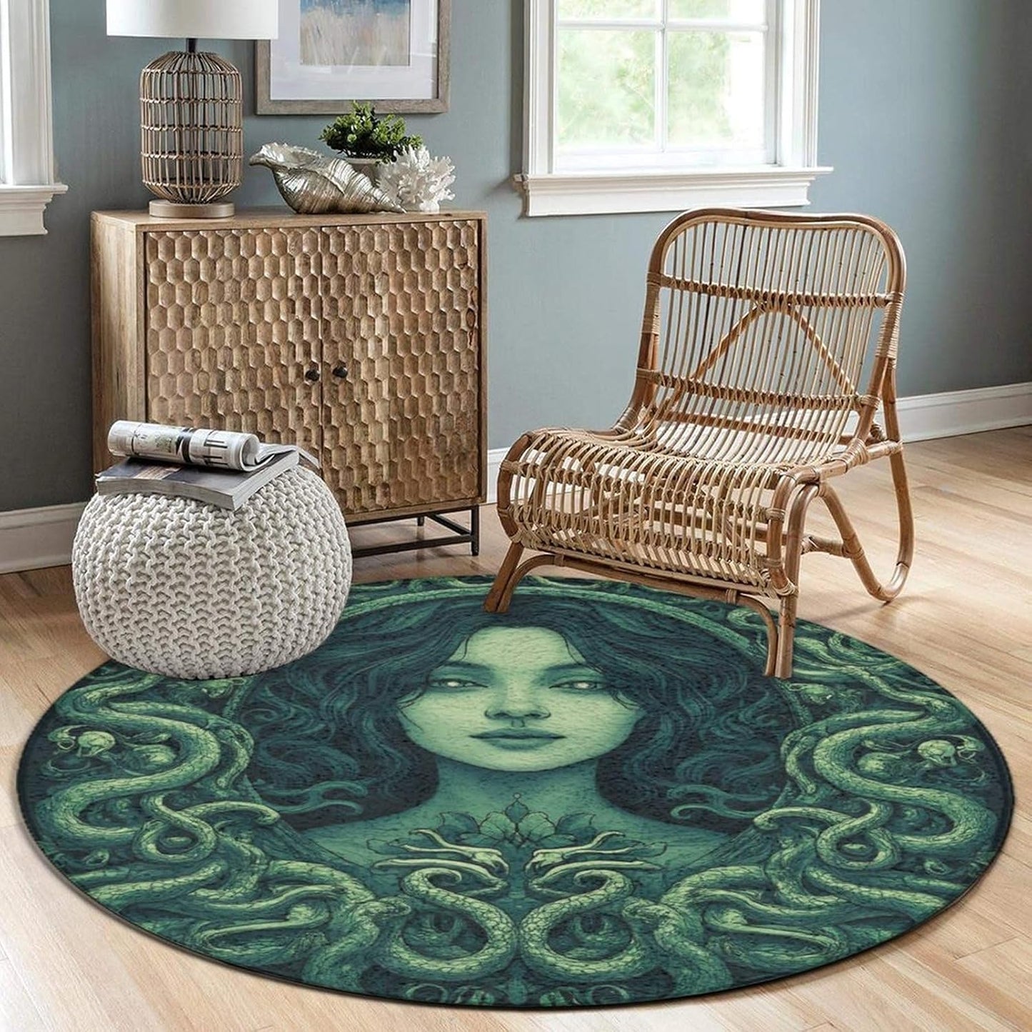 Home Decor Non Slip Kitchen Office Circle Rug, Machine Washable Modern Round Area Rug, Room Sofa Yoga Soft Round Carpet Purple Galaxy Trippy Space Astronaut Art, 36inch