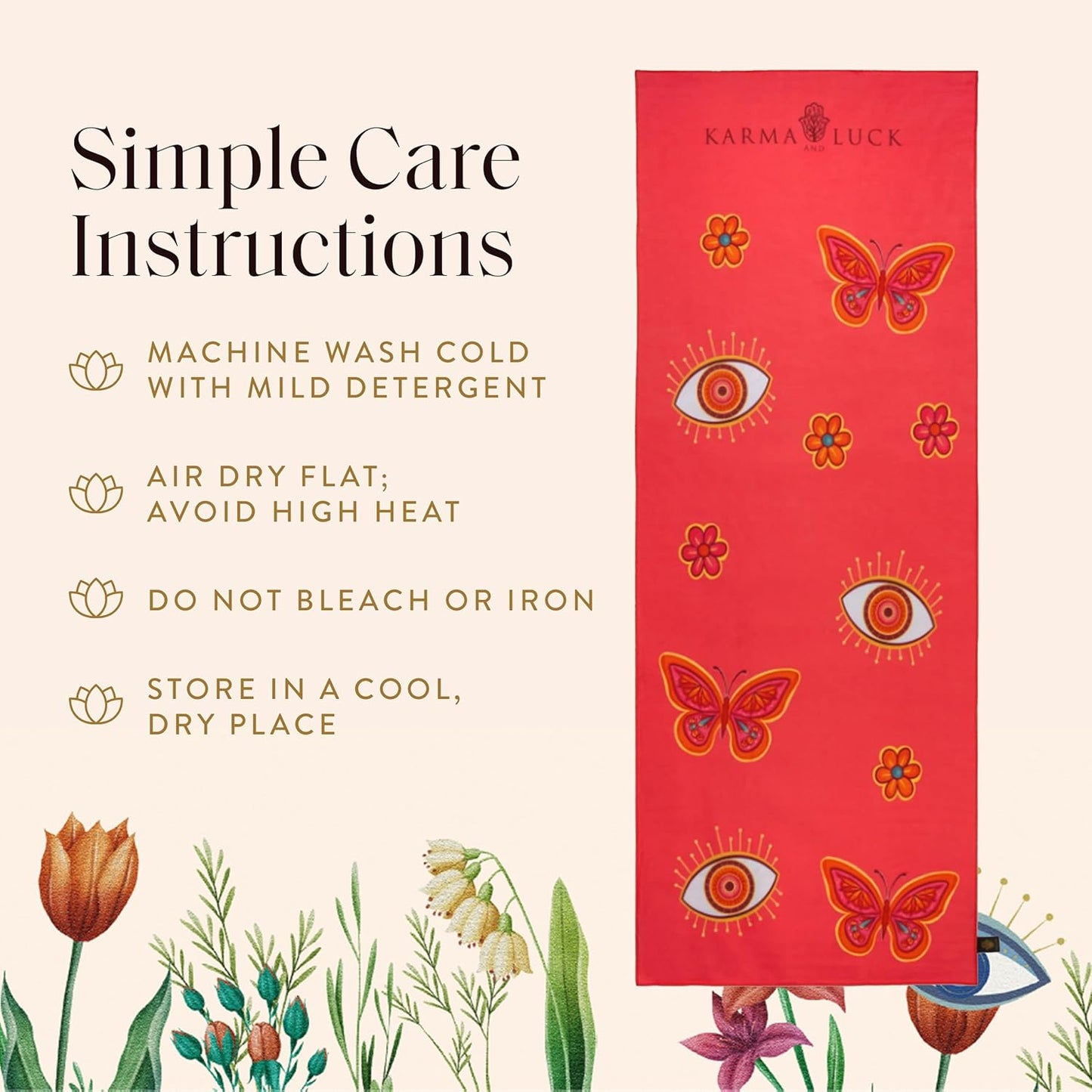 KARMA AND LUCK Radiant Protection Yoga Towel, Absorbent, Non-Slip Hot Yoga Mat Towel, Silicone Grip & Soft Terry Suede for Spiritual Energy Shield & Clarity, 26” x 72”