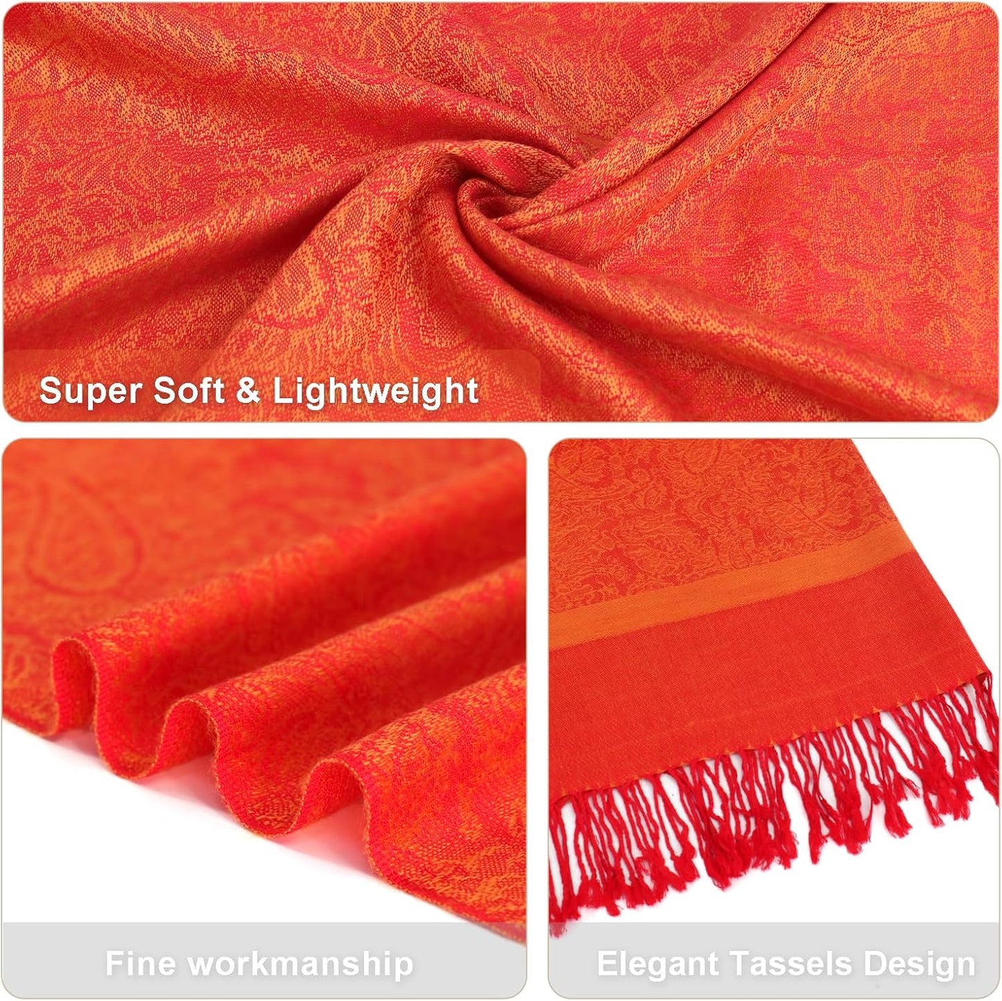 vimate Silky Paisley Pashmina Shawl Scarf-Women's Soft Double-side Jacquard Pashminas Wrap for Evening Dress Travel Shawl