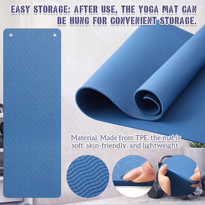Briwooody Hanging Yoga Mat, Exercise Mat Non Slip Thick for Women and Men, Tear-resistant Fitness Pad with Reinforced Holes for Home Gym, Yoga, Pilates,stretching